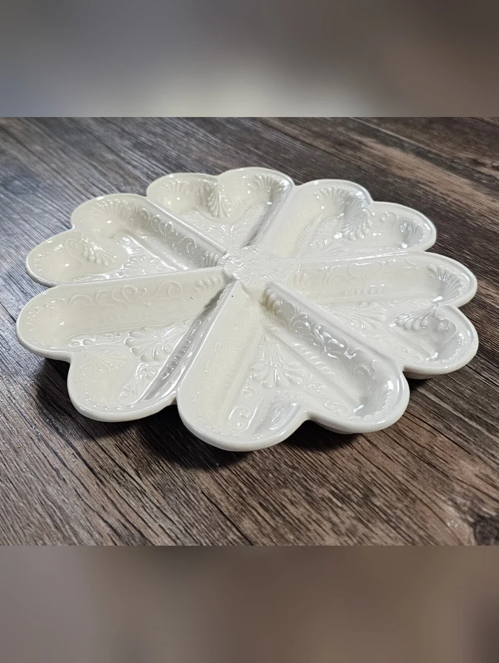 Staffordshire Heart Shortbread Mold Oyster Dish Vintage